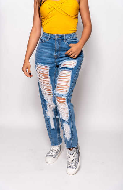 Denim Ripped Boyfriend Jeans