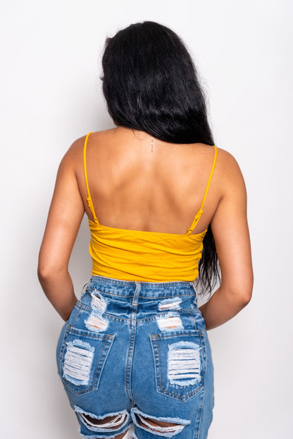 Yellow front twist Shirt
