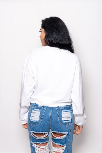 White V Crystal Oversize Shirt