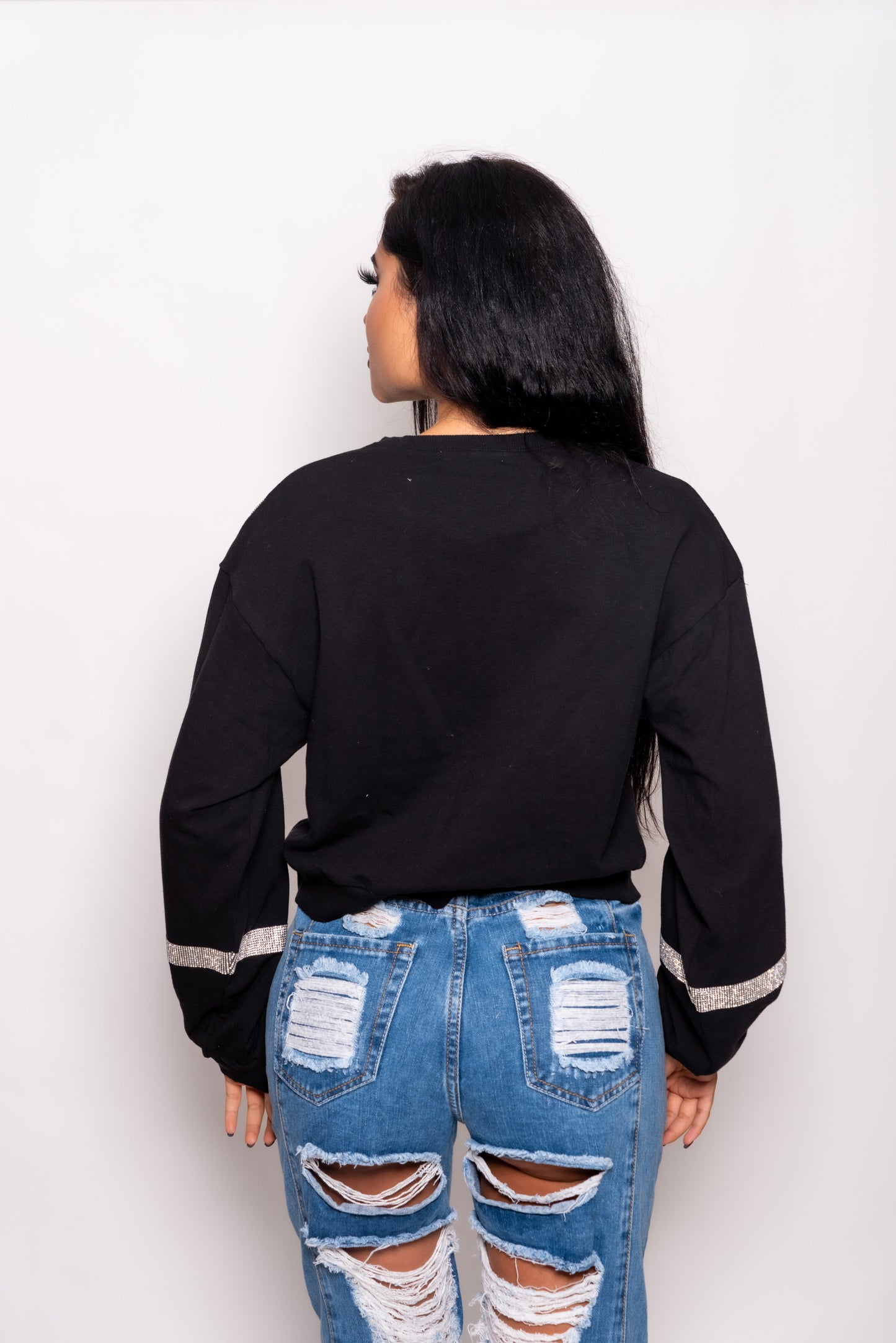 Black V Crystal Oversize Shirt