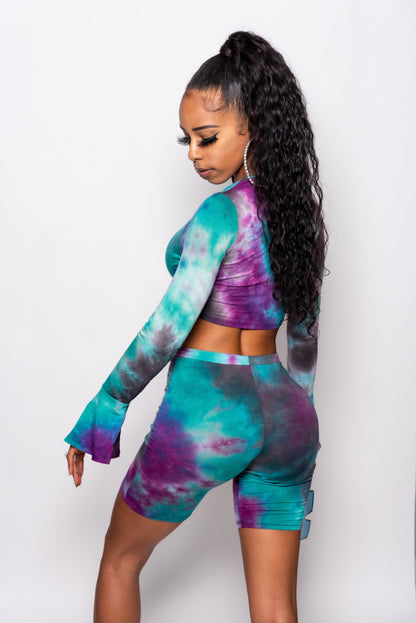 Tye Dye Front tie Two Piece Short Set