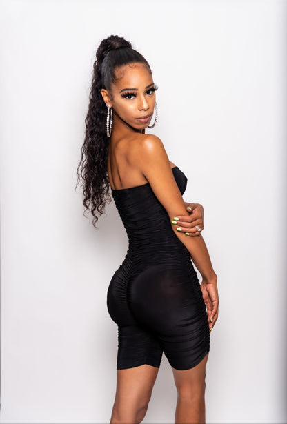 Black runched Short Romper