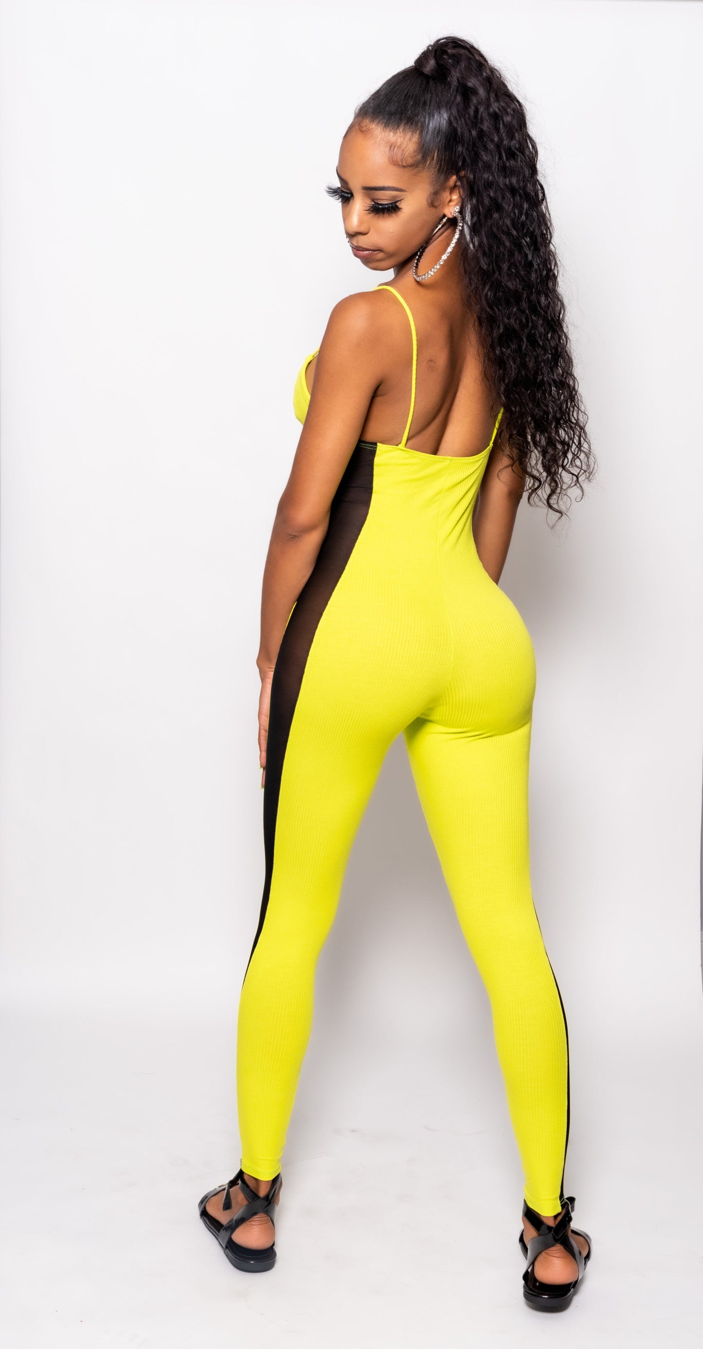 Neon Green Mesh Side Romper