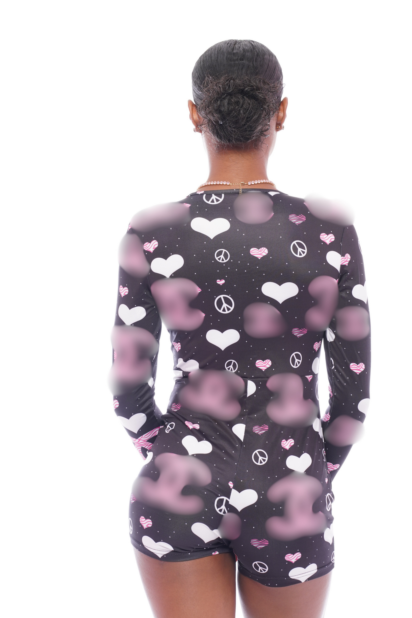 Black Pink CC Heart Long Sleeve Onesie