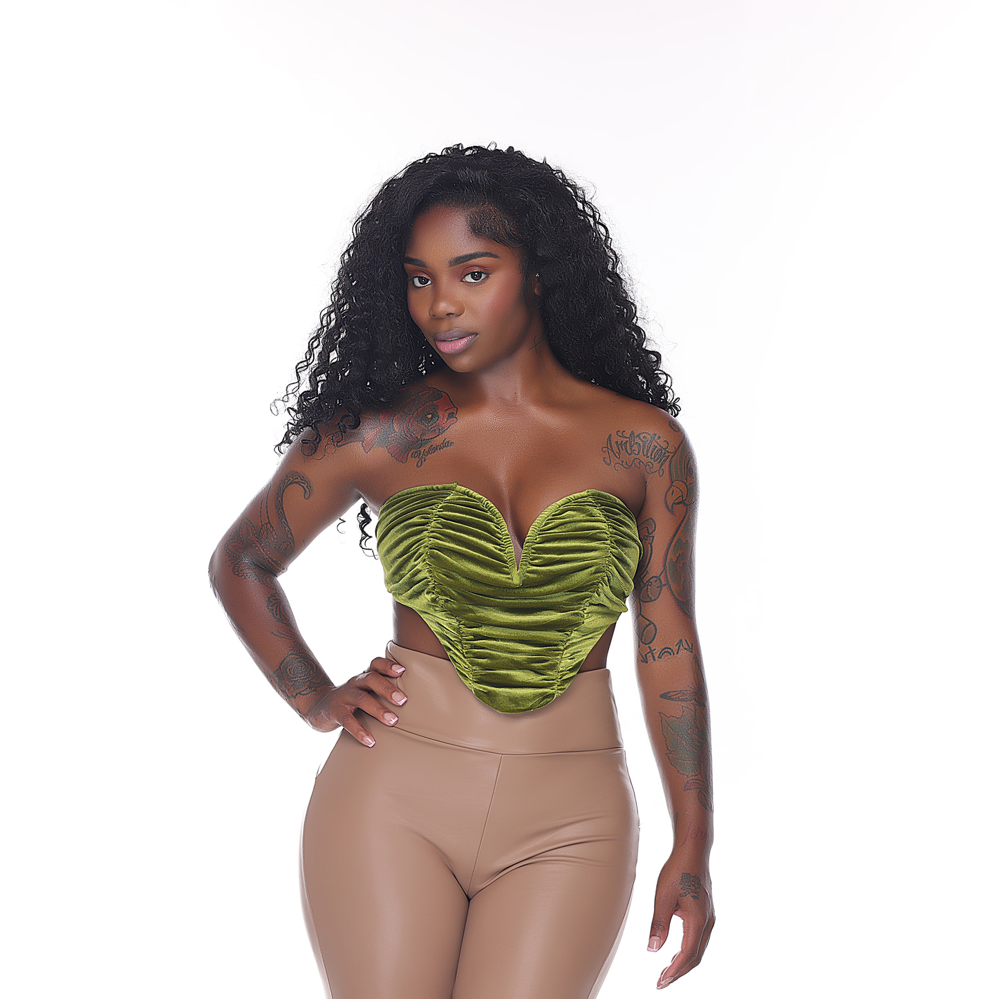 Green Velvet Corset Top